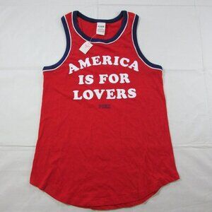 PINK Victoria's Secret Women's XS America is For Lovers Graphic Tank Top - Red
